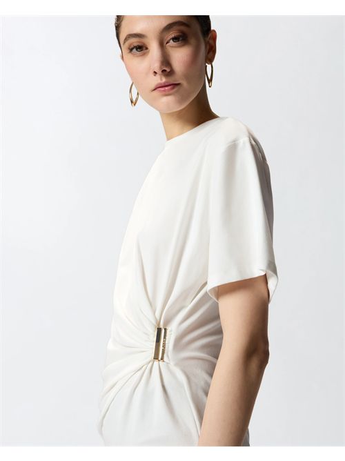 T-shirt con drappeggio e dettaglio dorato PINKO | 106455A35D/Z05